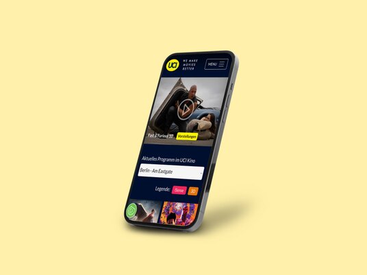 UCI Kinowelt website in einem Smartphone